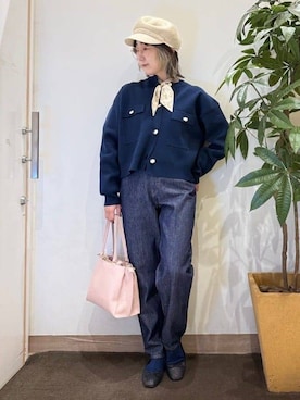 「アイテム（キャスケット）」を使った、misakiさん（レディース・157cm）の冬コーディネート