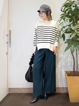 「アイテム（キャスケット）」を使った、misakiさん（レディース・157cm）の秋コーディネート