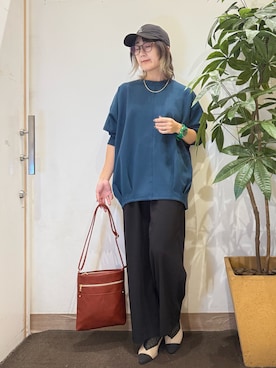 「SHOO・LA・RUE（シューラルー）のとろりとする素材感が心地よいタックドルマンチュニック（チュニック）」を使った、misakiさん（レディース・157cm・40代）の秋コーディネート