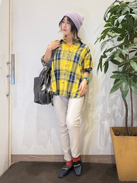 「アイテム（イエロー系）」を使った、misakiさん（レディース・157cm・30代）の秋コーディネート