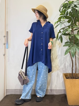 「アイテム（チュニック）」を使った、misakiさん（レディース・157cm）の夏コーディネート