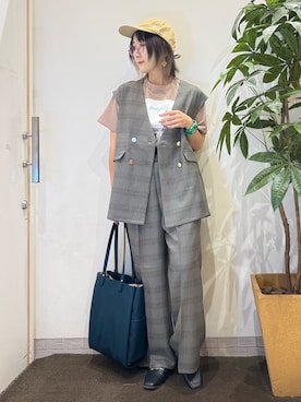 「アイテム（キャップ）」を使った、misakiさん（レディース・157cm・30代）の夏コーディネート