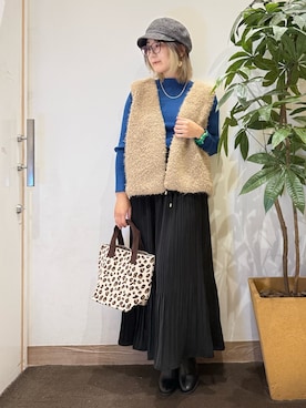 「アイテム（キャスケット）」を使った、misakiさん（レディース・157cm）の秋コーディネート