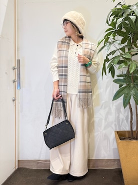 「DRESKIP（ドレスキップ）の【着丈選べる】あったかもちもちワイドパンツ（その他パンツ）」を使った、misakiさん（レディース・157cm）の冬コーディネート