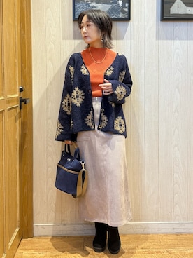 「アイテム（カーディガン/ボレロ）」を使った、misakiさん（レディース・157cm）の秋コーディネート