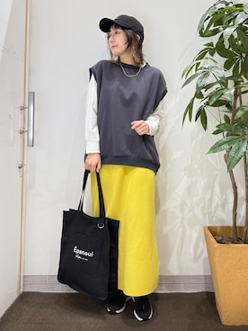 「アイテム（イエロー系）」を使った、misakiさん（レディース・157cm・30代）の秋コーディネート