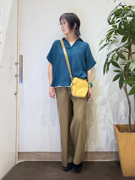 「SHOO・LA・RUE（シューラルー）の【2点セット/S-LL/洗濯機可】時短でコーデ決まる スラブスキッパーシャツ＋タンクトップ（その他トップス、ブルー系）」を使った、misakiさん（レディース・157cm）の夏コーディネート