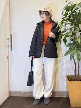 「アイテム（キャスケット、ブラウン系）」を使った、misakiさん（レディース・157cm）の秋コーディネート