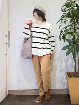 「アイテム（ハンチング/ベレー帽）」を使った、misakiさん（レディース・157cm・40代）の冬コーディネート