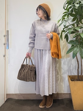 「SHOO・LA・RUE（シューラルー）のアイテム（ブーツ）」を使った、misakiさん（レディース・157cm）の秋コーディネート