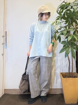 「アイテム（キャスケット、ブラウン系）」を使った、misakiさん（レディース・157cm）の秋コーディネート