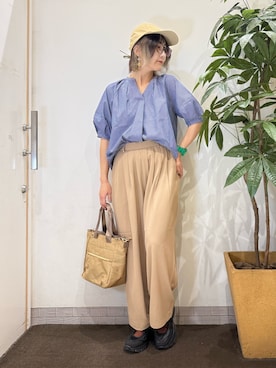 「アイテム（トートバッグ）」を使った、misakiさん（レディース・157cm・40代）の夏コーディネート