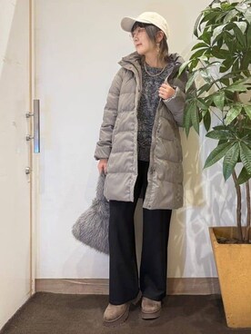 「アイテム（ダウンジャケット/コート、グリーン系）」を使った、misakiさん（レディース・157cm）の秋コーディネート