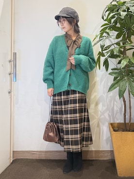 「アイテム（キャスケット）」を使った、misakiさん（レディース・157cm）の秋コーディネート