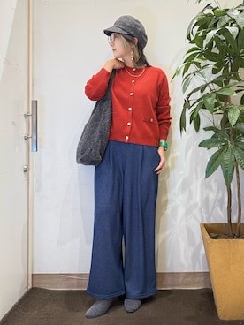 「ニット/セーター」｜「アイテム（帽子）」を使った、misakiさん（レディース・157cm）の冬コーディネート