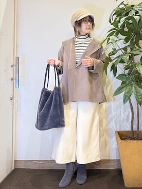 「アイテム（キャスケット、ブラウン系）」を使った、misakiさん（レディース・157cm）の秋コーディネート