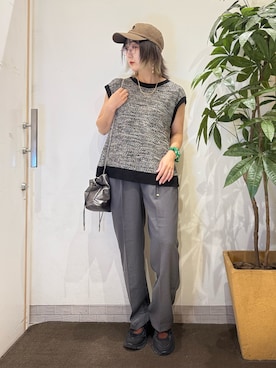 「SHOO・LA・RUE（シューラルー）のアニマル刺繍キャップ（キャップ）」を使った、misakiさん（レディース・157cm）の秋コーディネート