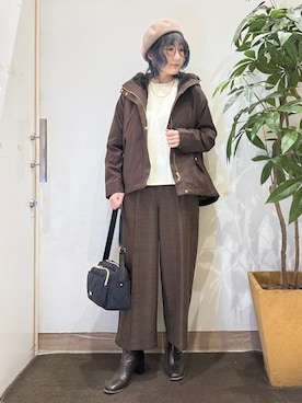 「SHOO・LA・RUE（シューラルー）の【洗濯機可/撥水/マルチWAY】ファーライナー付き 毎日欲張りマンパ（ブルゾン、ブラウン系）」を使った、misakiさん（レディース・157cm）の秋コーディネート