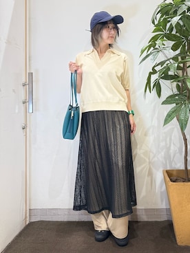 「アイテム（ニット/セーター）」を使った、misakiさん（レディース・157cm・30代）の夏コーディネート