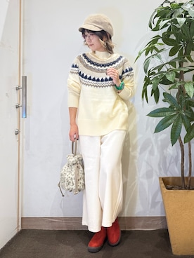 「アイテム（キャスケット）」を使った、misakiさん（レディース・157cm）の冬コーディネート