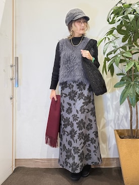「スカートコーデ」｜「アイテム（帽子）」を使った、misakiさん（レディース・157cm）の冬コーディネート
