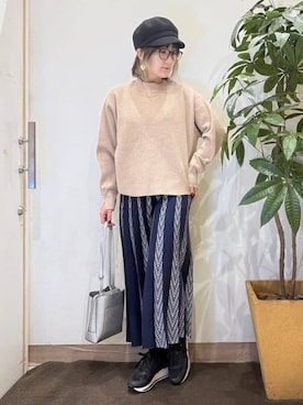 「アイテム（キャスケット）」を使った、misakiさん（レディース・157cm）の冬コーディネート