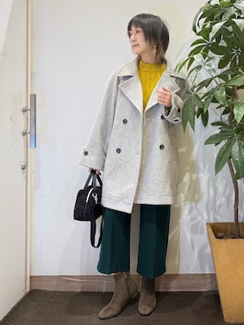 「アイテム（チェスターコート）」を使った、misakiさん（レディース・157cm）の秋コーディネート