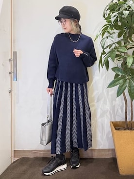 「アイテム（キャスケット）」を使った、misakiさん（レディース・157cm）の冬コーディネート