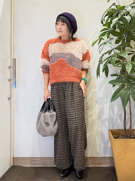 「アイテム（ハンチング/ベレー帽）」を使った、misakiさん（レディース・157cm・40代）の秋コーディネート