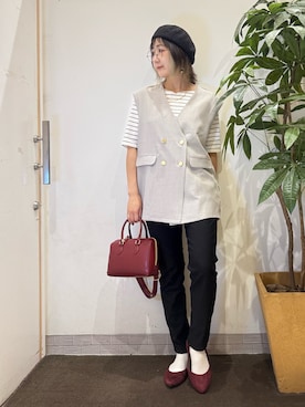 「アイテム（ベスト）」を使った、misakiさん（レディース・157cm・30代）の夏コーディネート