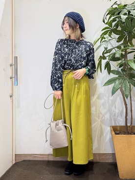 「アイテム（ハンチング/ベレー帽）」を使った、misakiさん（レディース・157cm）の秋コーディネート