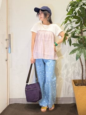 「アイテム（Tシャツ/カットソー）」を使った、misakiさん（レディース・157cm）の夏コーディネート