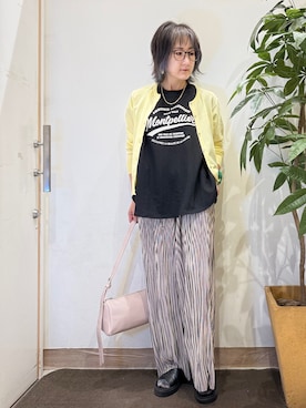 「SHOO・LA・RUE（シューラルー）の厚底クロスサンダル（サンダル、ブラック系）」を使った、misakiさん（レディース・157cm）の春コーディネート