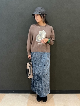 「アイテム（キャスケット）」を使った、misakiさん（レディース・157cm）の秋コーディネート