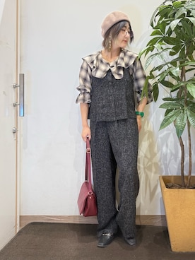 「アイテム（セットアップ、ブラック系）」を使った、misakiさん（レディース・157cm）の秋コーディネート