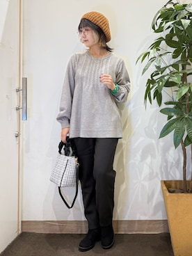 「アイテム（ハンチング/ベレー帽）」を使った、misakiさん（レディース・157cm・40代）の冬コーディネート