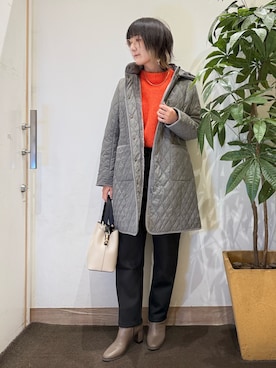 「アイテム（トートバッグ）」を使った、misakiさん（レディース・157cm）の秋コーディネート