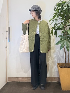 「アイテム（キャスケット）」を使った、misakiさん（レディース・157cm）の秋コーディネート