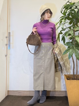 「アイテム（ストール/ショール）」を使った、misakiさん（レディース・157cm）の秋コーディネート