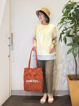 「アイテム（帽子）」を使った、misakiさん（レディース・157cm・40代）の夏コーディネート