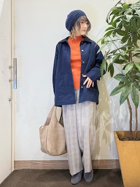 「アイテム（ステンカラーコート）」を使った、misakiさん（レディース・157cm）の秋コーディネート