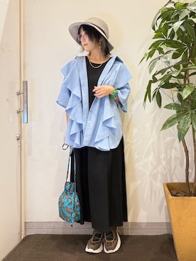 「アイテム（チュニック）」を使った、misakiさん（レディース・157cm・30代）の夏コーディネート