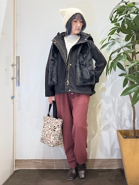 「SHOO・LA・RUE（シューラルー）の【洗濯機可/撥水/マルチWAY】ファーライナー付き 毎日欲張りマンパ（ブルゾン、ブラック系）」を使った、misakiさん（レディース・157cm）の秋コーディネート