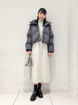 「フード付きアウター」｜「アイテム（ジャケット/アウター）」を使った、Lisaさん（レディース・168cm）の冬コーディネート