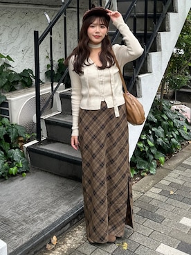 「アイテム（ハンチング/ベレー帽）」を使った、maruさん（レディース・151cm）の秋コーディネート