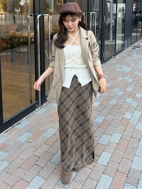 「アイテム（キャミソール）」を使った、maruさん（レディース・151cm）の秋コーディネート