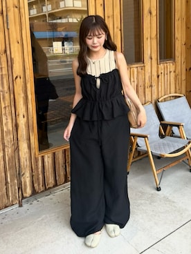 「低身長」｜「アイテム（サロペット/オーバーオール）」を使った、maruさん（レディース・151cm）の秋コーディネート