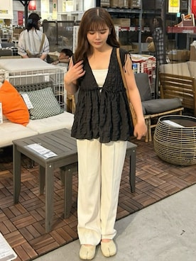 「アイテム（ベスト）」を使った、maruさん（レディース・151cm）の夏コーディネート