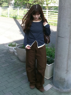 「Re:EDIT（リエディ）のアイテム（パンツ）」を使った、maruさん（レディース・151cm）の春コーディネート