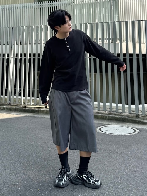 Camphor wood スラックス layered boxers wide slacks shorts